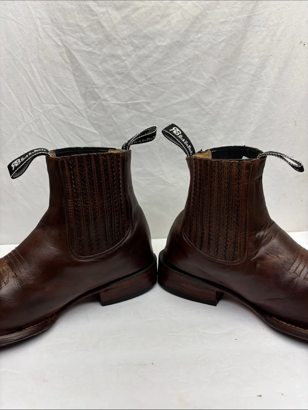 Rock Men's Brown Leather Western Ankle Boots, SZ 9